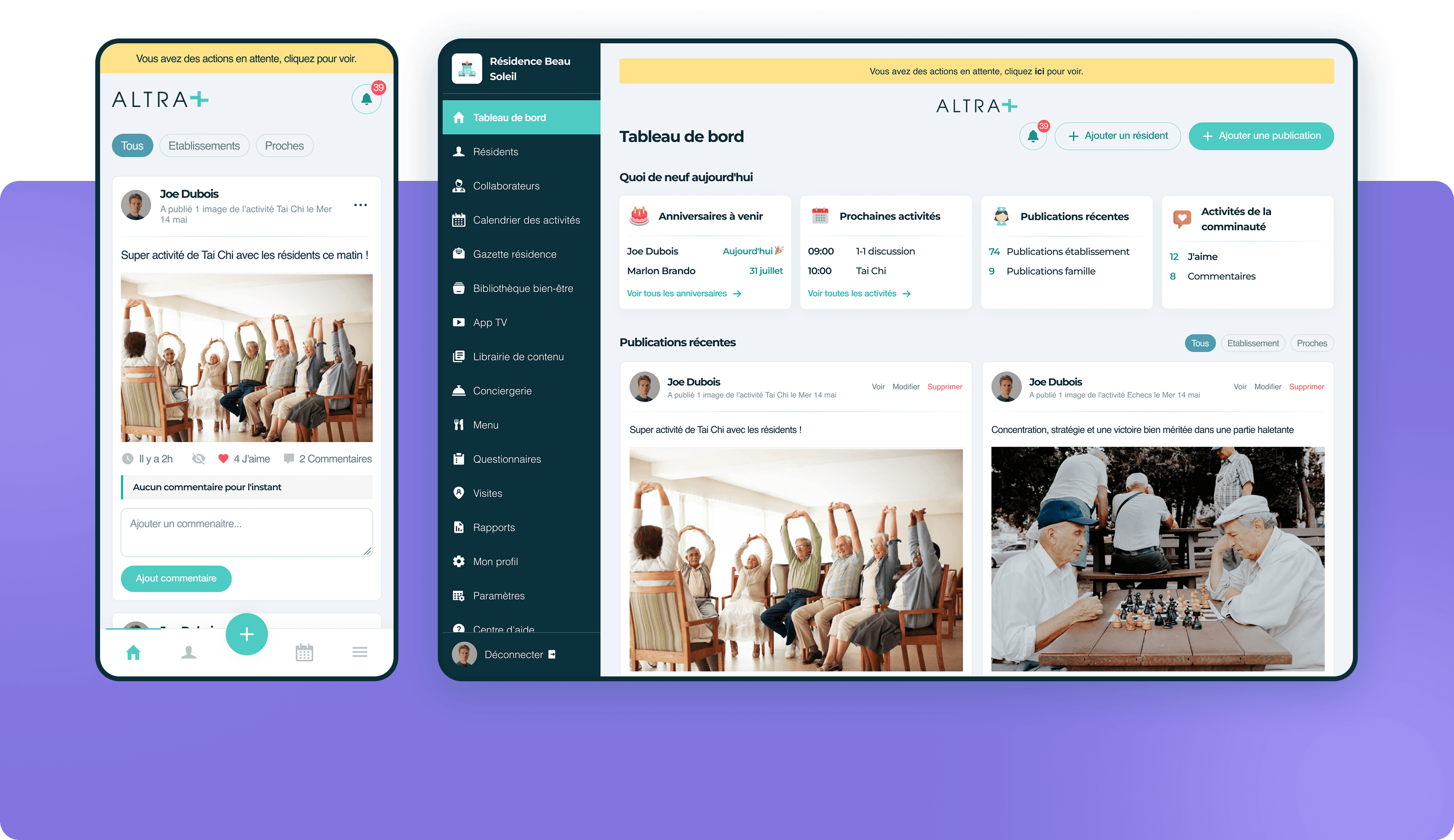 Tableau de bord Altra