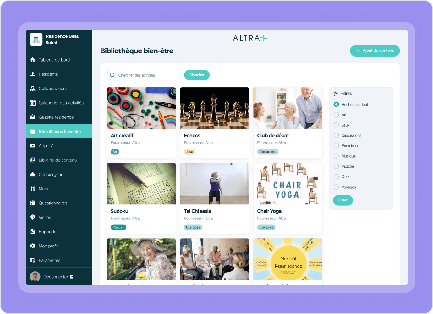 Soutenez vos résidents avec du contenu et des routines personnalisés