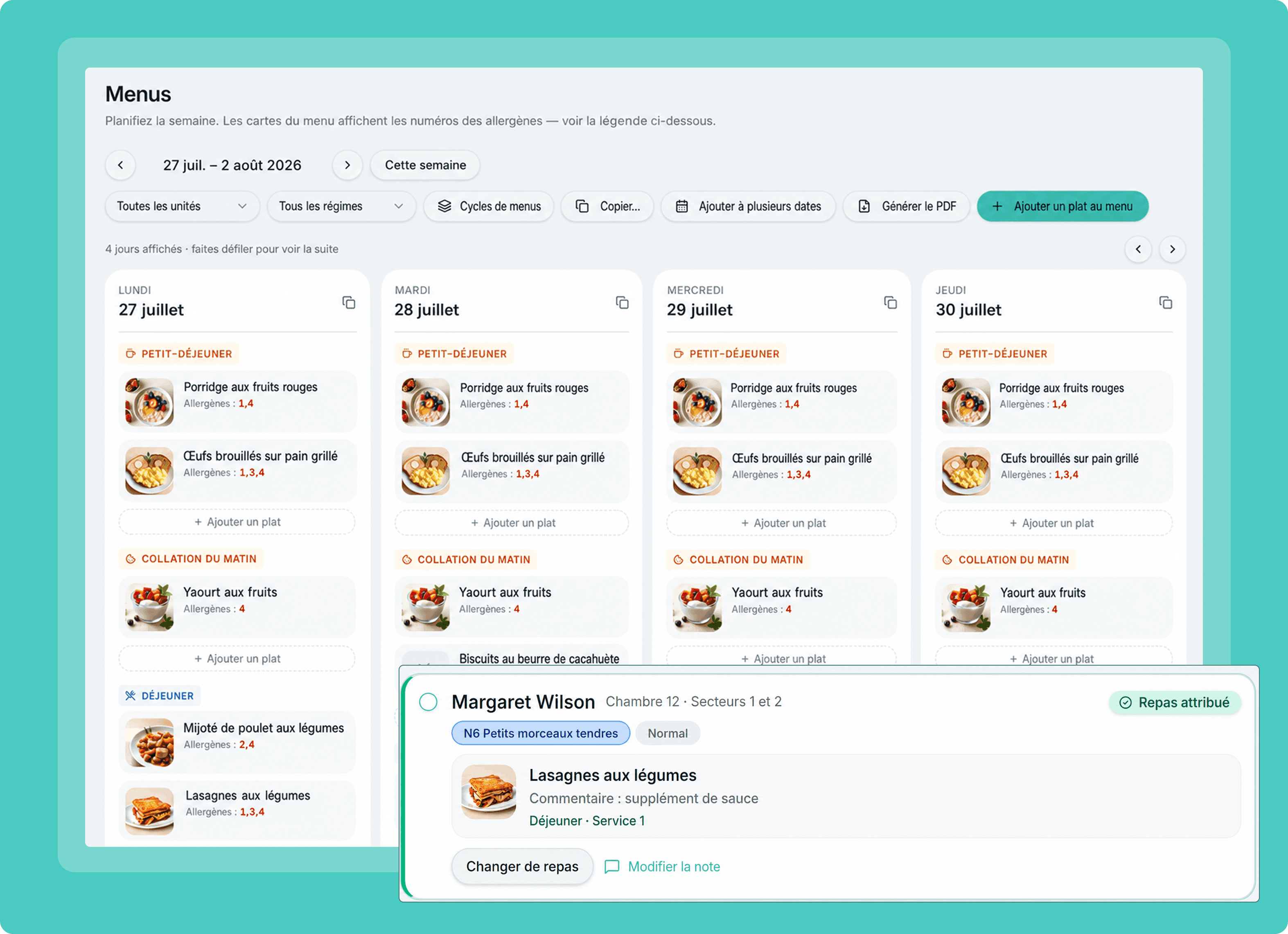 Gestion des repas et de la restauration