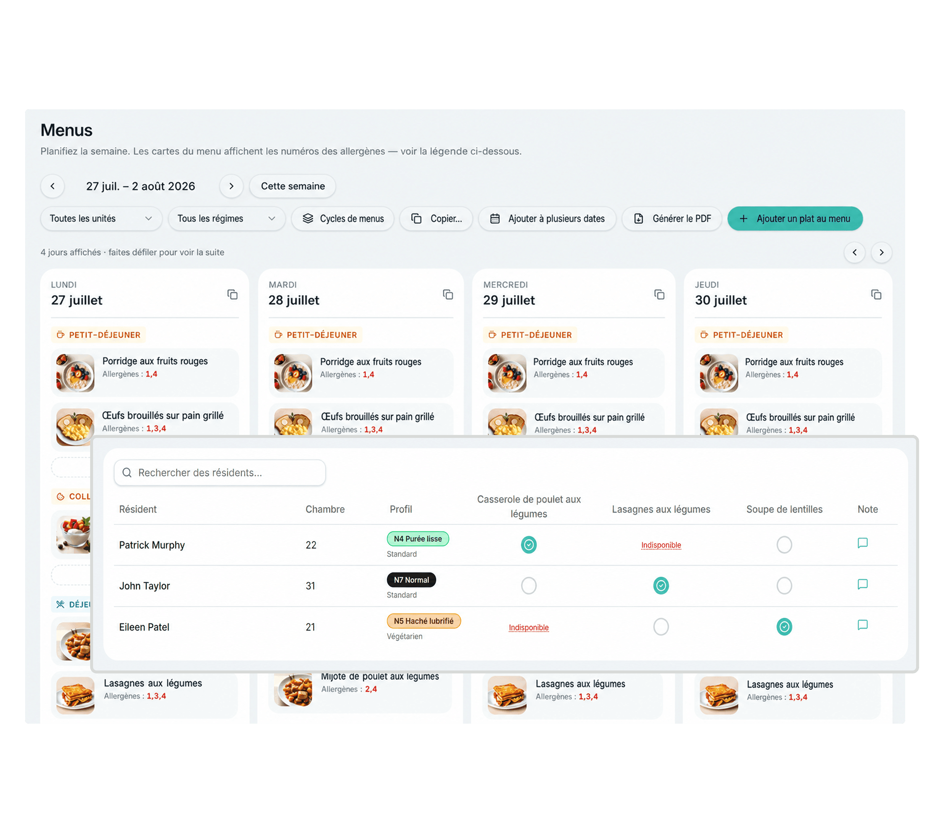 Faites travailler les équipes de soins et de cuisine à partir d'informations cohérentes