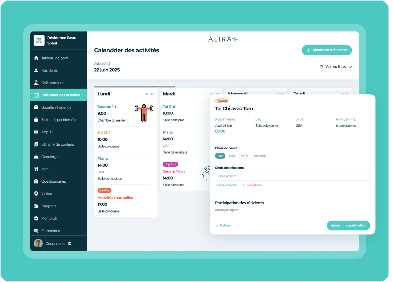 Calendrier d'activités
